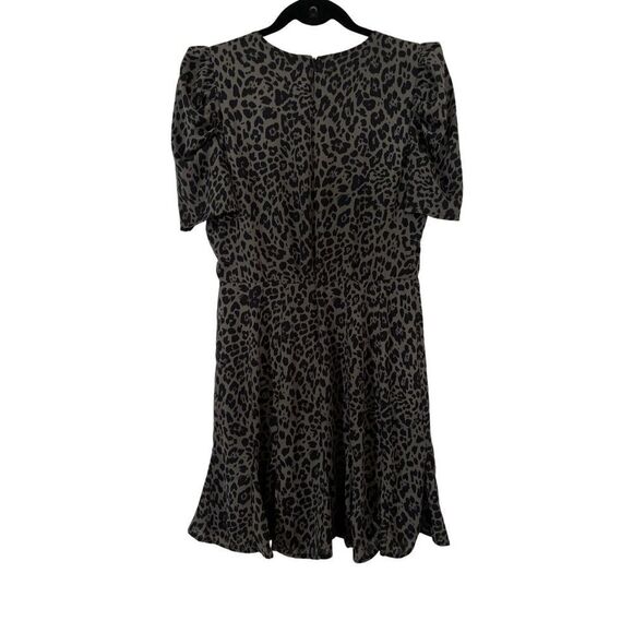 Express Cheetah Mini Dress Size Small Olive Green Animal Print Ruffles Cocktail - Picture 3 of 10